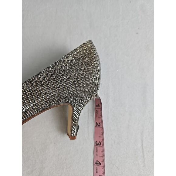 Caparros Heels Womens 7.5B Pumps‎ Floral Sparkly Gold Silver Cocktail Wedding - Picture 9 of 9